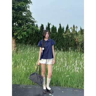 Áo sơ mi kiểu nữ bèo cổ sen tay bồng dáng babydoll form rộng xanh đen siêu xinh VANISA SM933