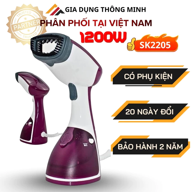Bàn ủi hơi nước, bàn là cầm tay 1200W SK-2205 ủi được mọi loại vải, bàn ủi an toàn, ủi không lo cháy vải SK2205