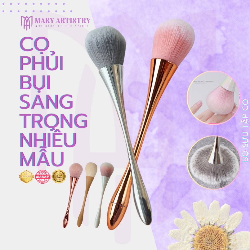Cọ Phủi Bụi Nail Mary Artistry Cán Dài Sang Trọng - Phủi Sạch Bụi Sau Khi Dũa Hoặc Phá Gel