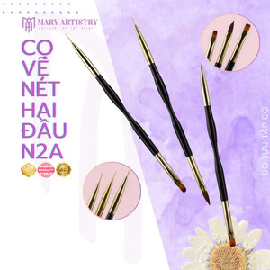 Cọ Vẽ Nét Hai Đầu N2A Mary Artistry Vẽ Nét Úp Gel, Nặn Hoa Đắp Bột Nối Móng Tiện Lợi - Combo 3 Cọ