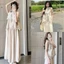 Set tiểu thư cổ yếm bèo voan, Đầm dự tiệc hở vai dáng xoè chữ A đi chơi kỷ yếu hàn quốc