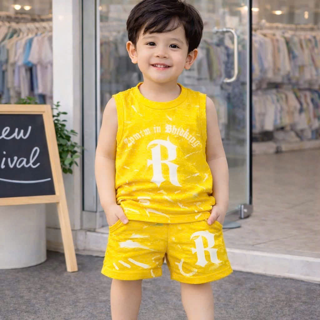 Bộ Thể Thao Chữ ( R ) Dành Cho Bé Trai Từ 10-42kg Chất Liệu Thoáng Mát