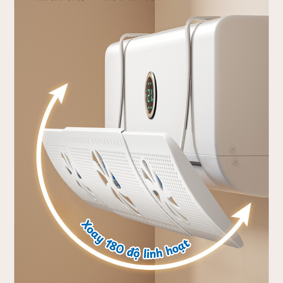 Tấm Chắn Gió Điều Hòa ABS 3 Cánh Quạt Xoay 180 Độ, Kéo Giãn 52-86cm Cản Gió Máy Lạnh Cho Mẹ Và Bé