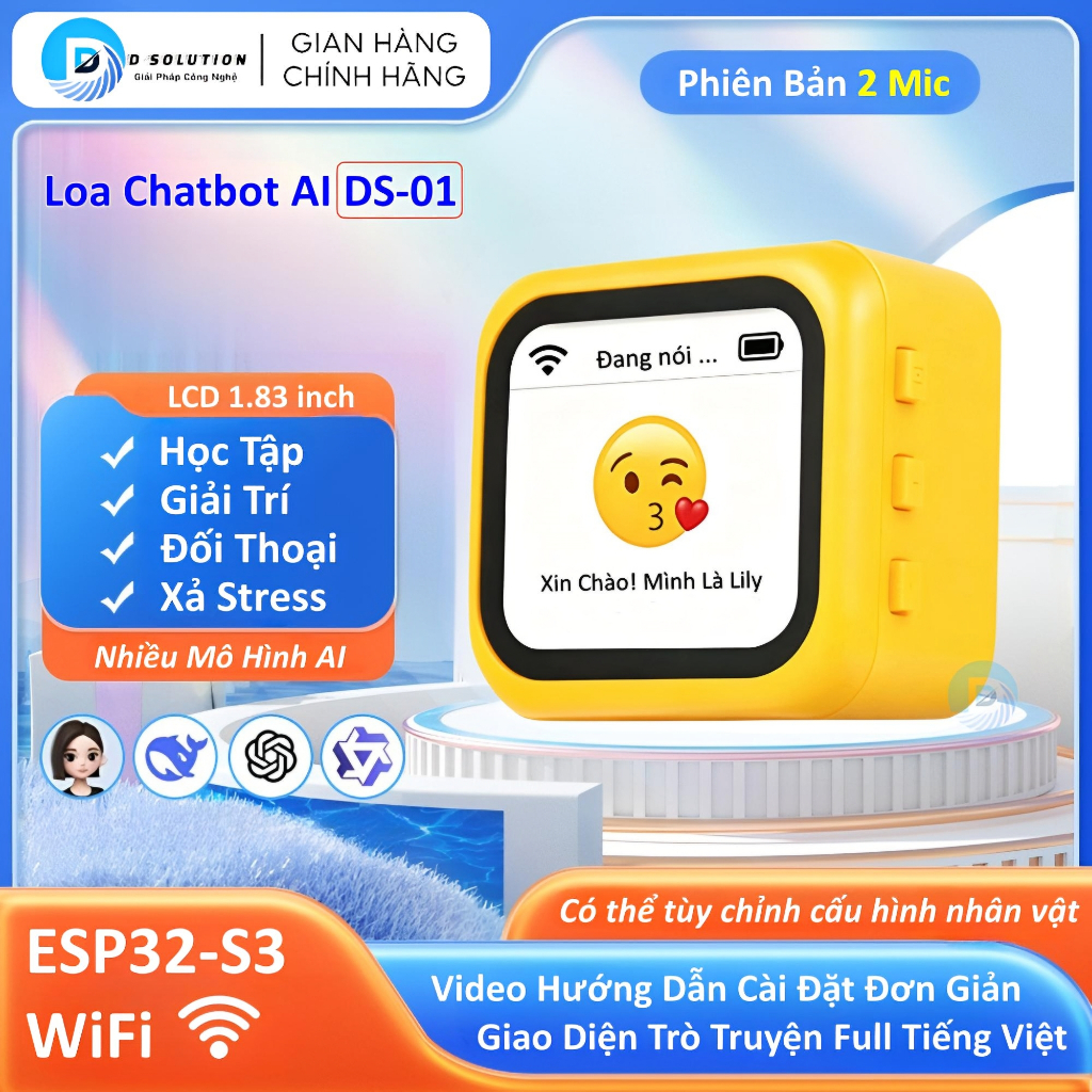 Loa Chatbot AI DS-01 Đối Thoại Trí Tuệ Nhân Tạo Học Tập Giải Trí ESP32 ...