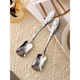 Thìa bánh ngọt Aurora Papillon inox18/10 OYATTON [380] cán khắc hồ điệp, cỡ nhỏ dài 7cm O380