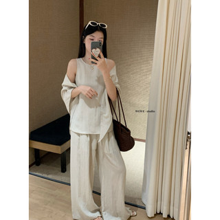 𝐏𝐡𝐢𝐞𝐧 𝐖𝐆𝐖𝐄 | (Sẵn) w8260 Set Đũi 3 Chi Tiết Áo Sát Nách Quần Ống Rộng Và Khăn