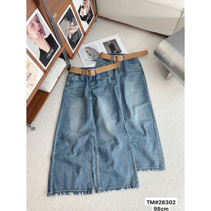 Quần Jeans Nữ Dáng Suông Dài 98cm Tặng Kèm Đai Basic Dễ Phối #26302