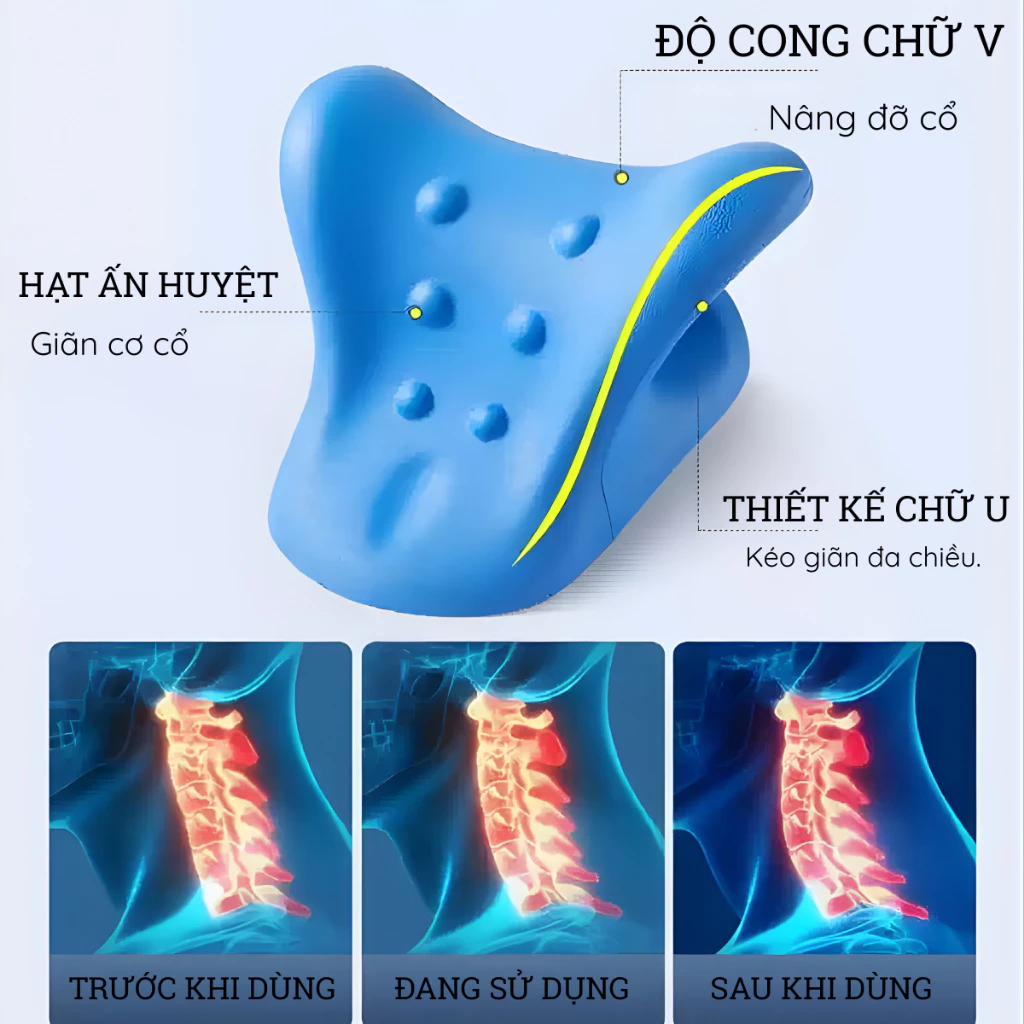Gối massage cổ vai gáy cao su non hỗ trợ giãn cơ, giảm đau mỏi, thư giãn cột sống tại nhà ale ntt95