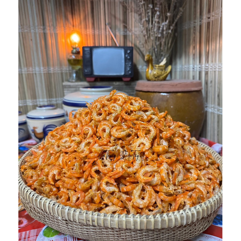Tôm Khô Đất Sống Vuông Thiên Nhiên Size Đại  Cô Trang Miền Tây Đặc Sản Năm Căn -Cà Mau (Hộp vai sách 500 gram)