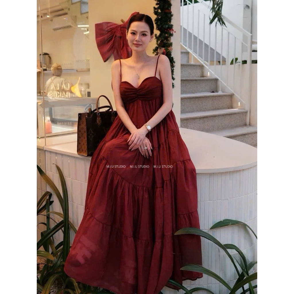 “Ines dress” Đầm babydoll 2S dáng dài xoè tầng , chất voan mềm rũ bay bổng - bầu bí mang thoải mái • MIU.STUDIO