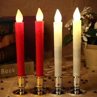 Combo 2 Cây Nến Điện Tử có chân đế cao Đèn Cầy Điện Tử Nến Bàn Thờ Kèm Chân Đế Loại Chảy Sáp Bộ 2 Đèn