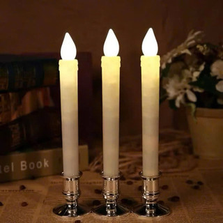 Combo 2 Cây Nến Điện Tử có chân đế cao Đèn Cầy Điện Tử Nến Bàn Thờ Kèm Chân Đế Loại Chảy Sáp Bộ 2 Đèn