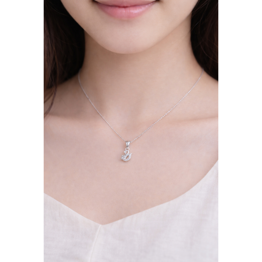 Mặt dây chuyền bạc 925 Thiên Nga Ánh Trăng
