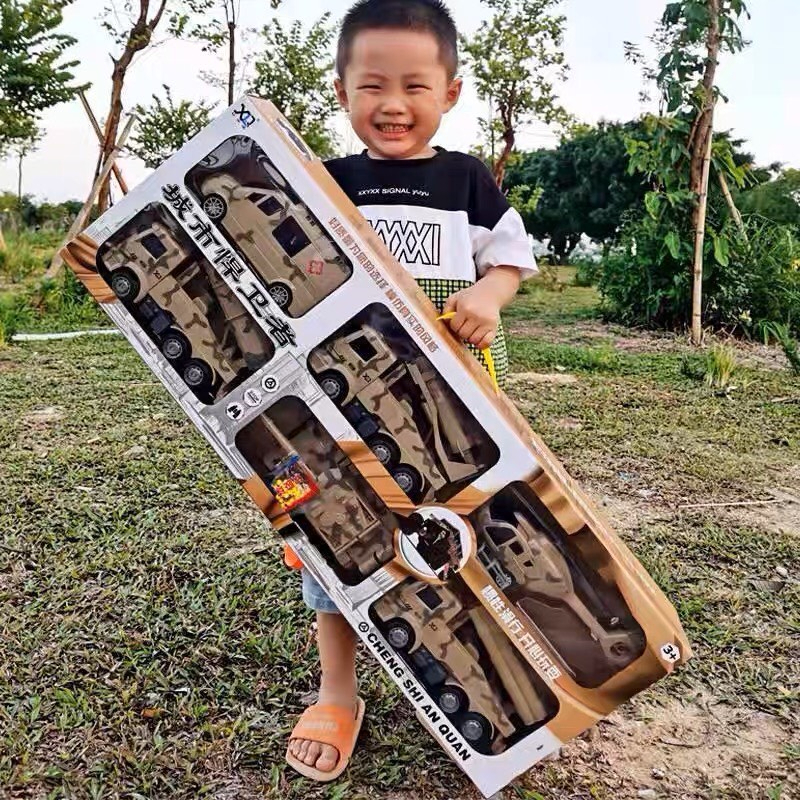 Đồ Chơi Hộp 6 Xe Siêu To Quân Sự Cảnh Sát Quân Sự Cỡ Lớn Cho Bé, Mô Hình Chân Thực