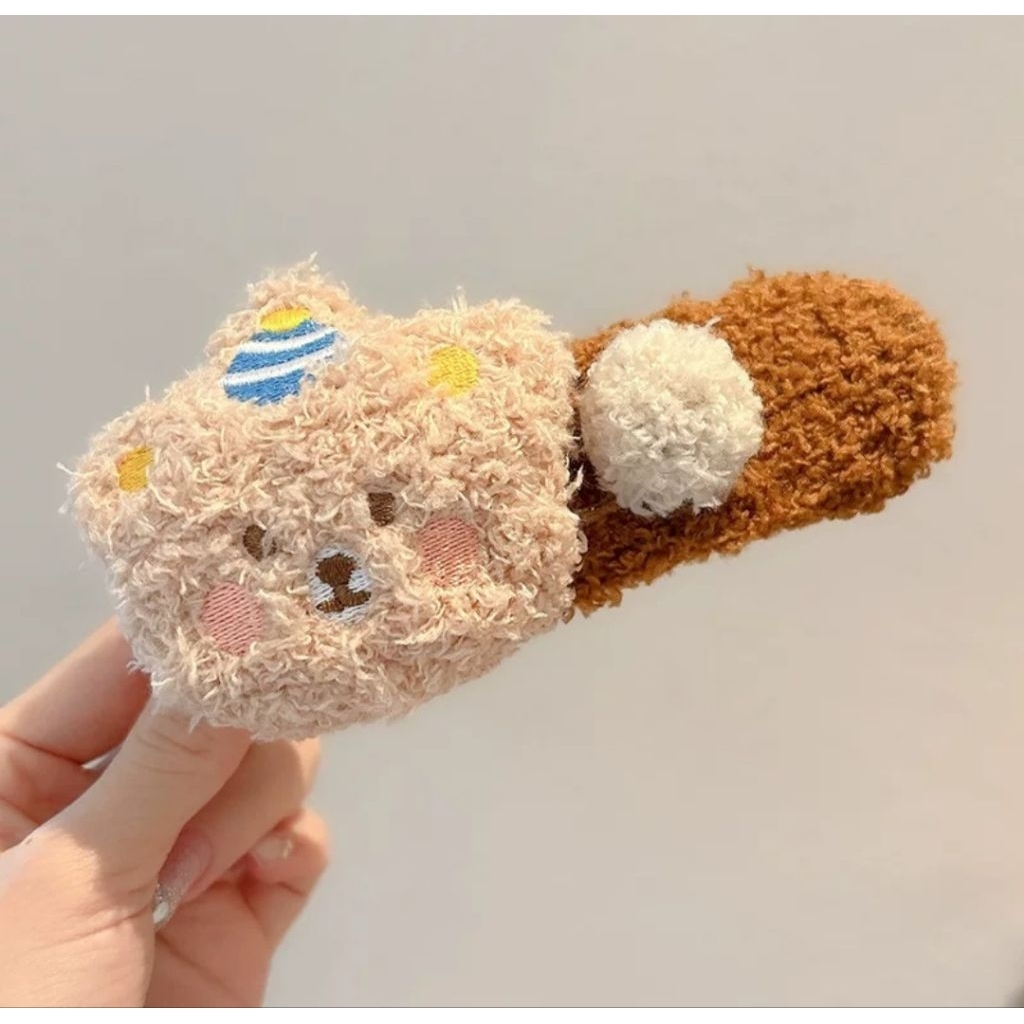 Set 4 kẹp Gấu bông to mềm mại dễ thương màu kẹo ngọt cho nữ