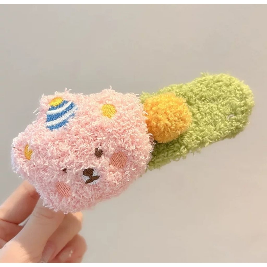Set 4 kẹp Gấu bông to mềm mại dễ thương màu kẹo ngọt cho nữ