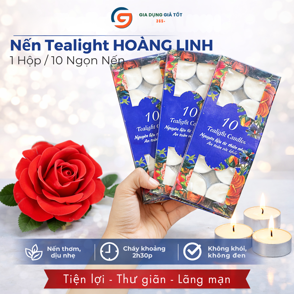 Nến tealight 100 viên cháy 2h không khói, không mùi dùng hâm nóng thức ăn, xông tinh dầu, thảo mộc