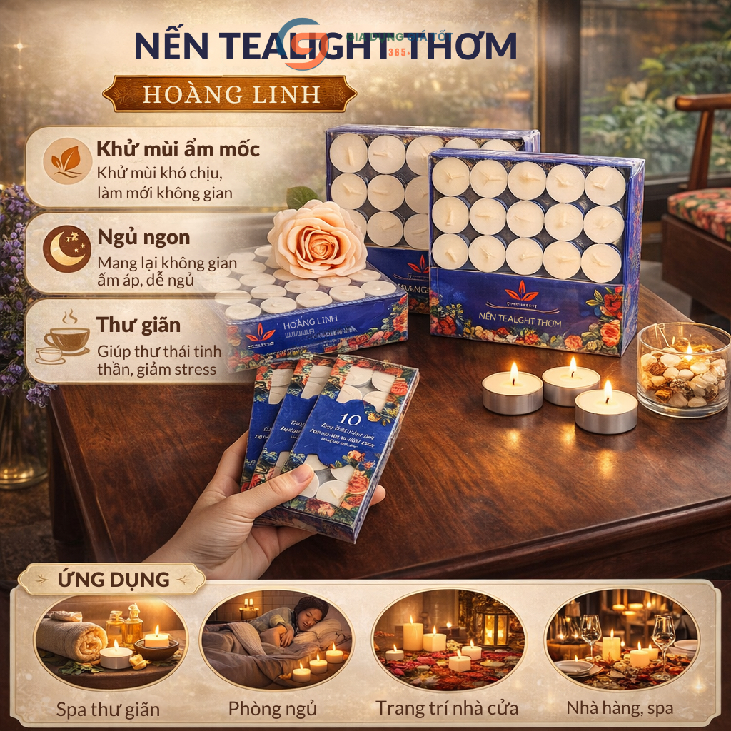 Nến tealight 100 viên cháy 2h không khói, không mùi dùng hâm nóng thức ăn, xông tinh dầu, thảo mộc