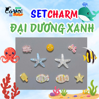 Set Charm Đại Dương xanh Gắn Dép Pastel Dễ Thương