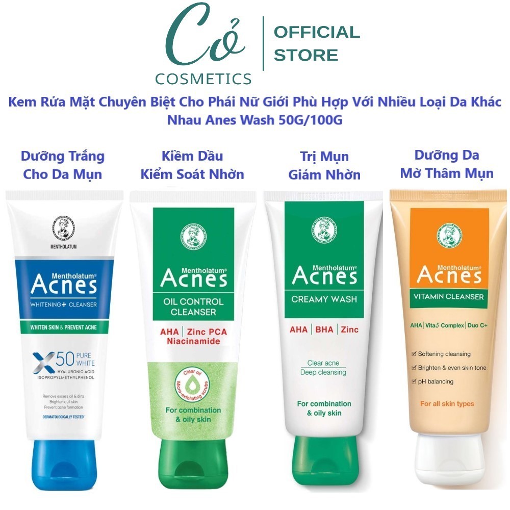Kem/Gel Rửa Mặt Chuyên Biệt Cho Nữ Giới Phù Hợp Với Nhiều Loại Da Khác Nhau Acnes Wash 25G/50G/100G