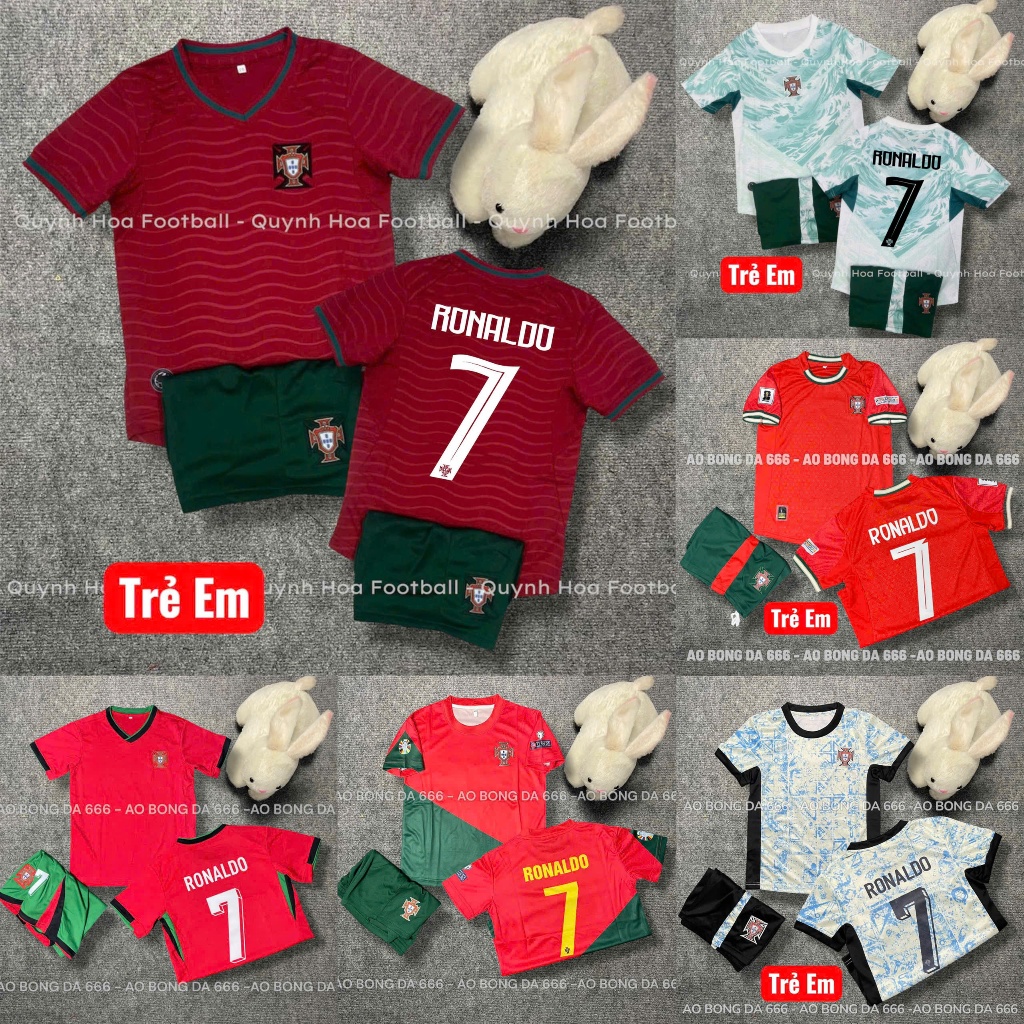 Áo Bóng Đá, Áo Đá Banh Trẻ Em CLB In Roanldo Mẫu Mới 2025/2026 - Vải Mè Thái Cao Cấp - in CR7
