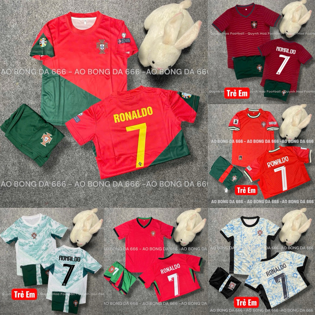 Áo Bóng Đá, Áo Đá Banh Trẻ Em CLB In Sẵn Ronaldo số 7  - Vải Mè Thái Cao Cấp - In Sẵn Cr7.
