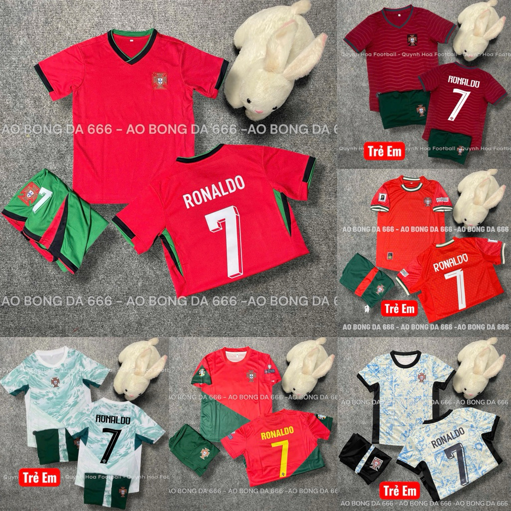 (FREE SHIP) Áo Bóng Đá, Áo Đá Banh Trẻ Em Đội tuyển Bồ Đào Nhà In Ronaldo 2022  - Vải Mè Thái Cao Cấp