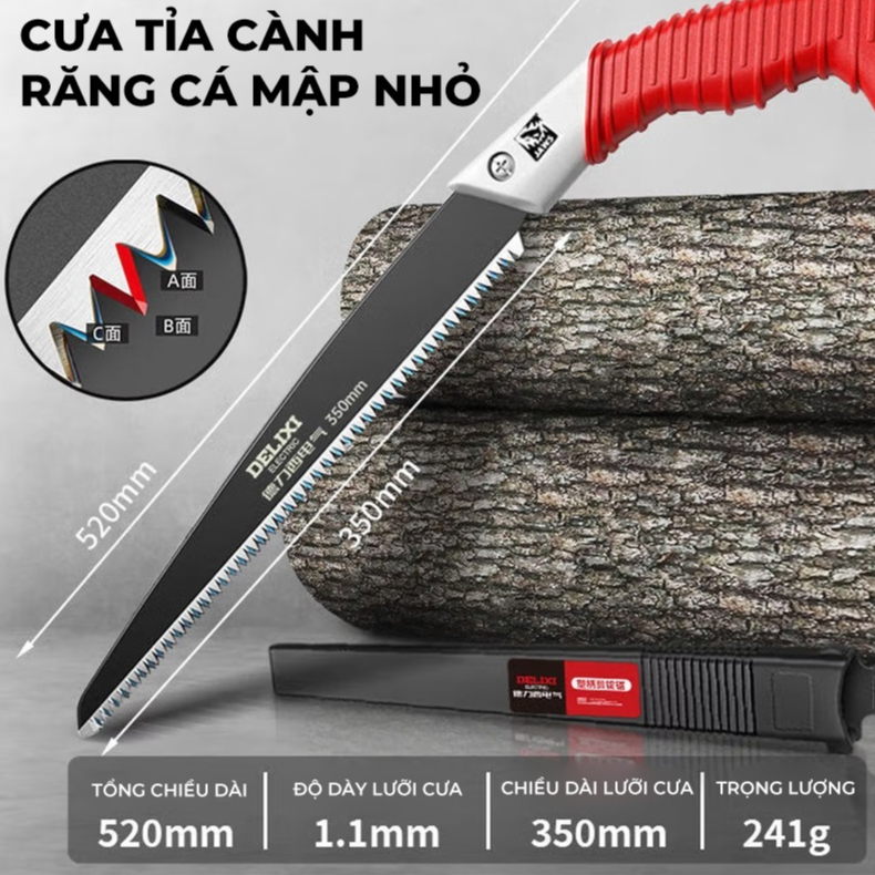 Cưa Cầm Tay Lưỡi SK5 350mm Cưa Gỗ, Cắt Cành, Tỉa Cây, Phủ Teflon Chống Gỉ Tay Cầm Chống Trượt TitiHome