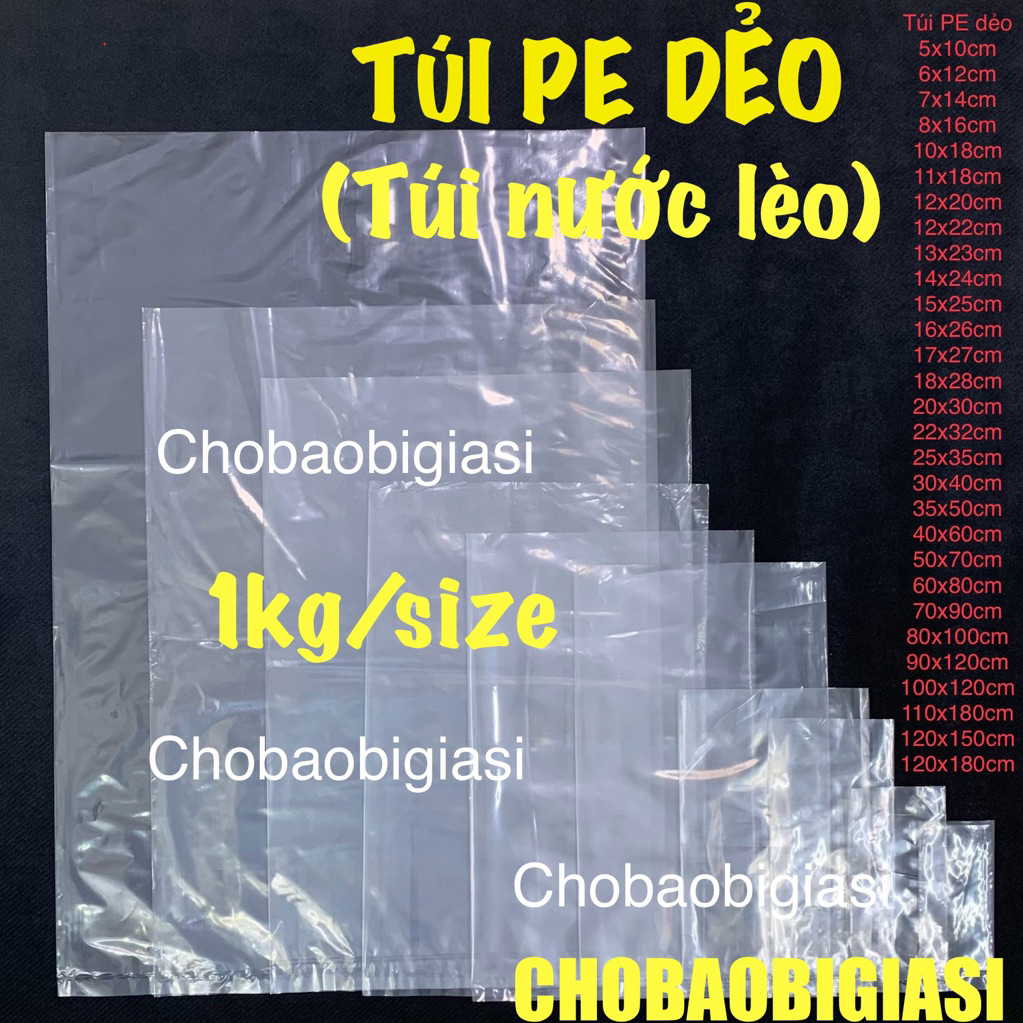 {1kg/size} Túi nilong PE DẺO, túi đựng nước lèo, TÚI TRÙM XE, túi PE dẻo dai – chắc chắn, chịu lực tốt có sẵn nhiều size