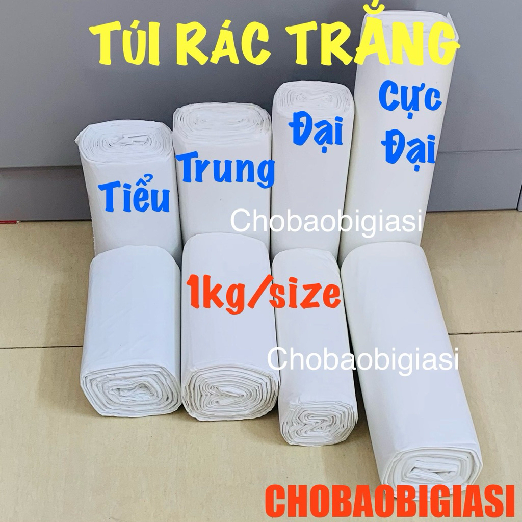 {1kg/size} Túi rác Trắng, túi rác cuộn TRẮNG dạng cuộn không lõi, hàng ...