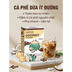 Cà Phê Dừa Giảm Đường – Hộp 10 Gói x 12g – Thơm Béo Tự Nhiên