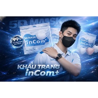 ComBo 200 Chiếc Khẩu Trang 5D InCom Có 3 Lớp Khán Khuẩn - có Chọn Màu