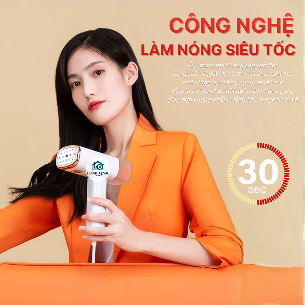 Bàn Ủi Hơi Nước Chính Hãng LUMI QNK HOME Nóng Nhanh Là Phẳng Quần Áo Tiện Lợi Tiết Kiệm Thời Gian