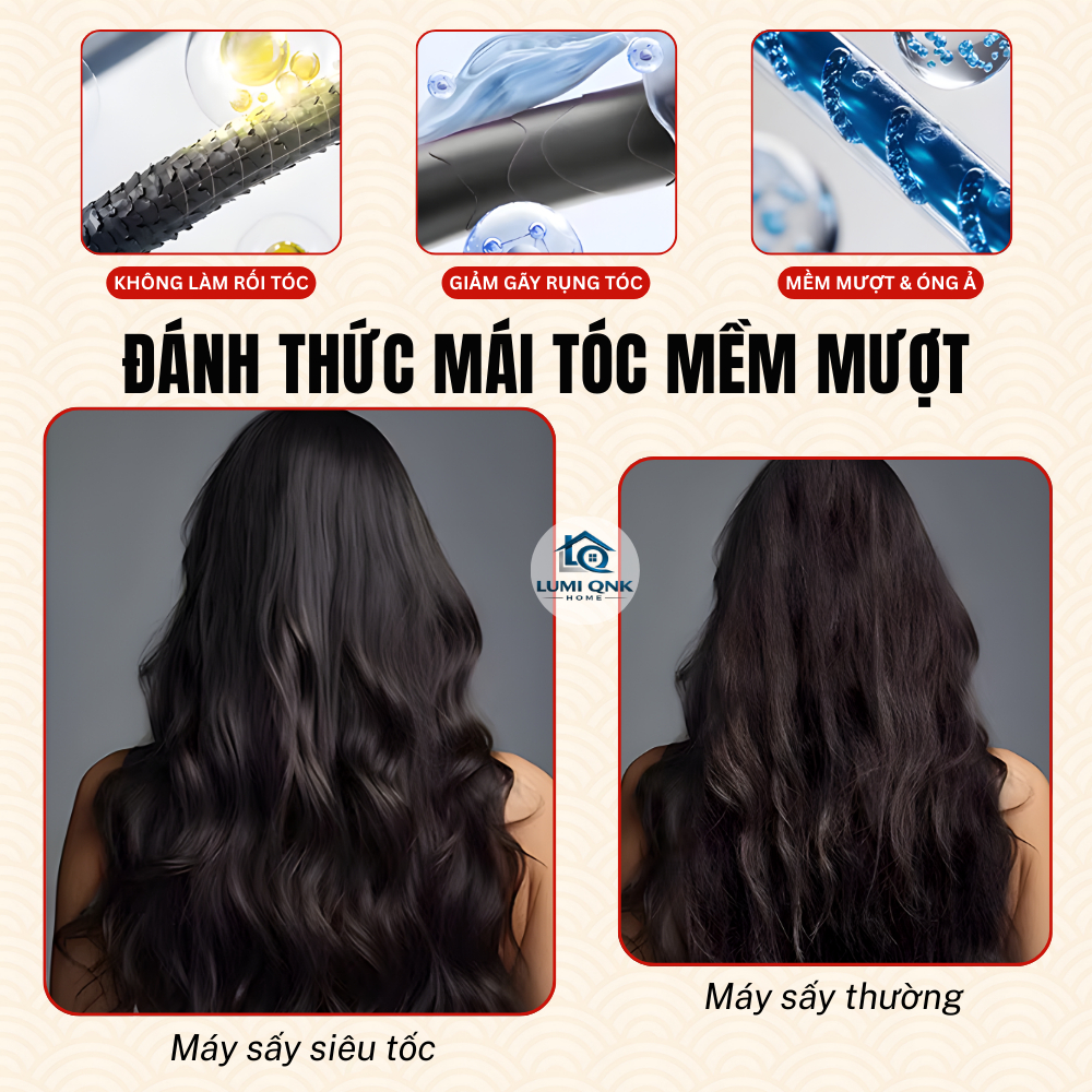 Máy Sấy Tóc Du Lịch LUMI QNK HOME Gấp Gọn Sấy Nhanh Gió Mạnh Nhẹ Tay Bảo Vệ Tóc