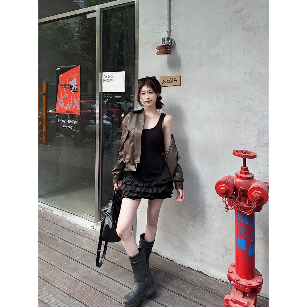Váy hai dây nữ thu eo tôn dáng phong cách ngọt sexy, váy ngắn bèo tầng chic mặc mùa hè