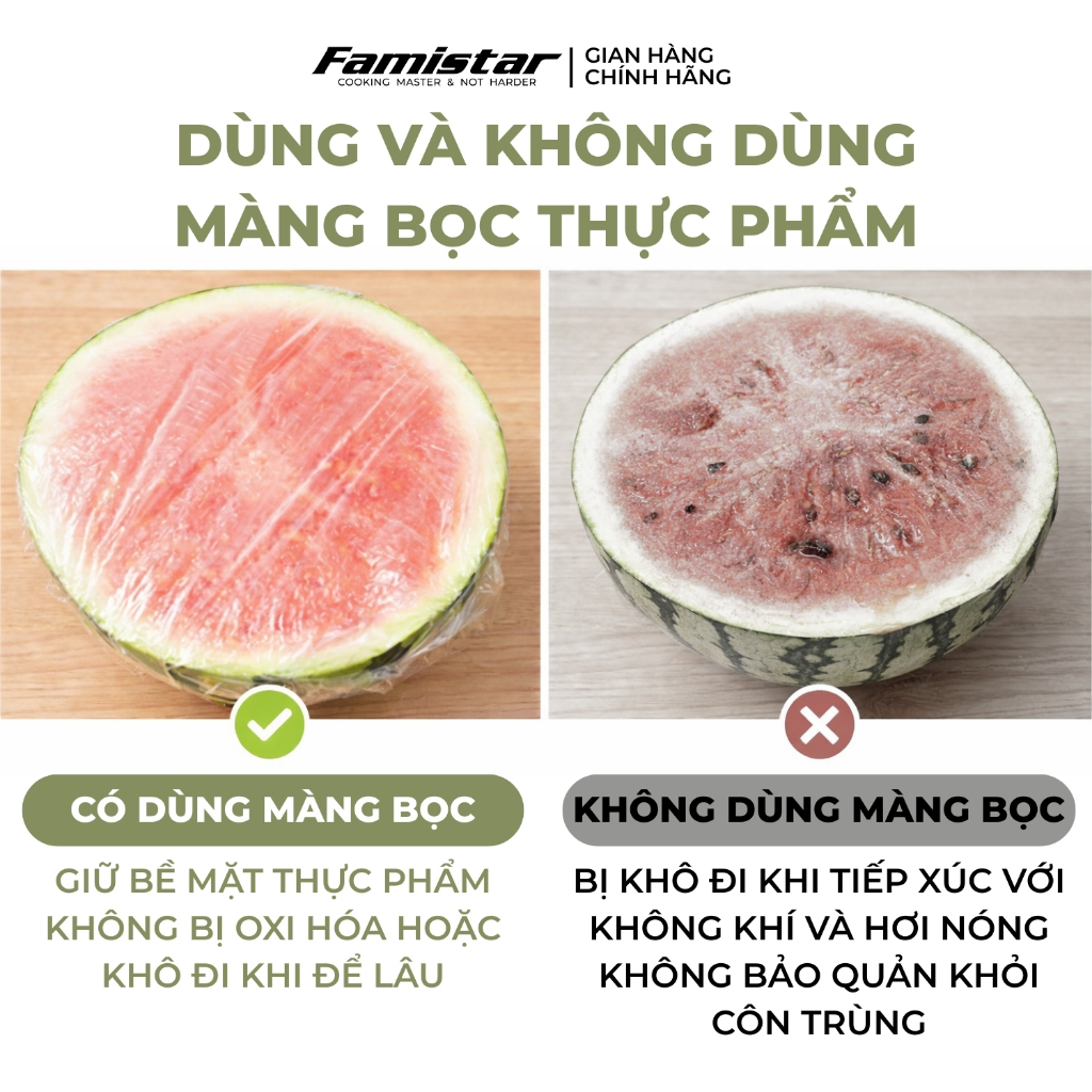 Combo 200 màng bọc thực phẩm co giãn FAMISTAR, màn bọc thực phẩm loại to có chun BTP01