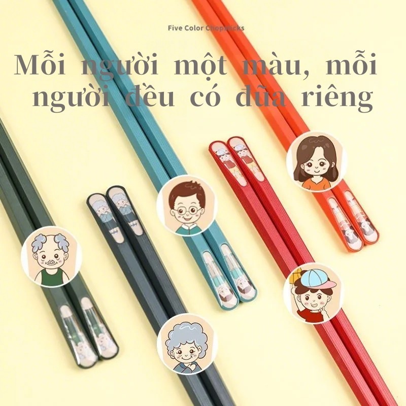 SET 5 Đôi đũa ăn Nhật Bản kháng khuẩn chống ẩm mốc Đũa ăn sợi thuỷ tinh chịu nhiệt cao cấp