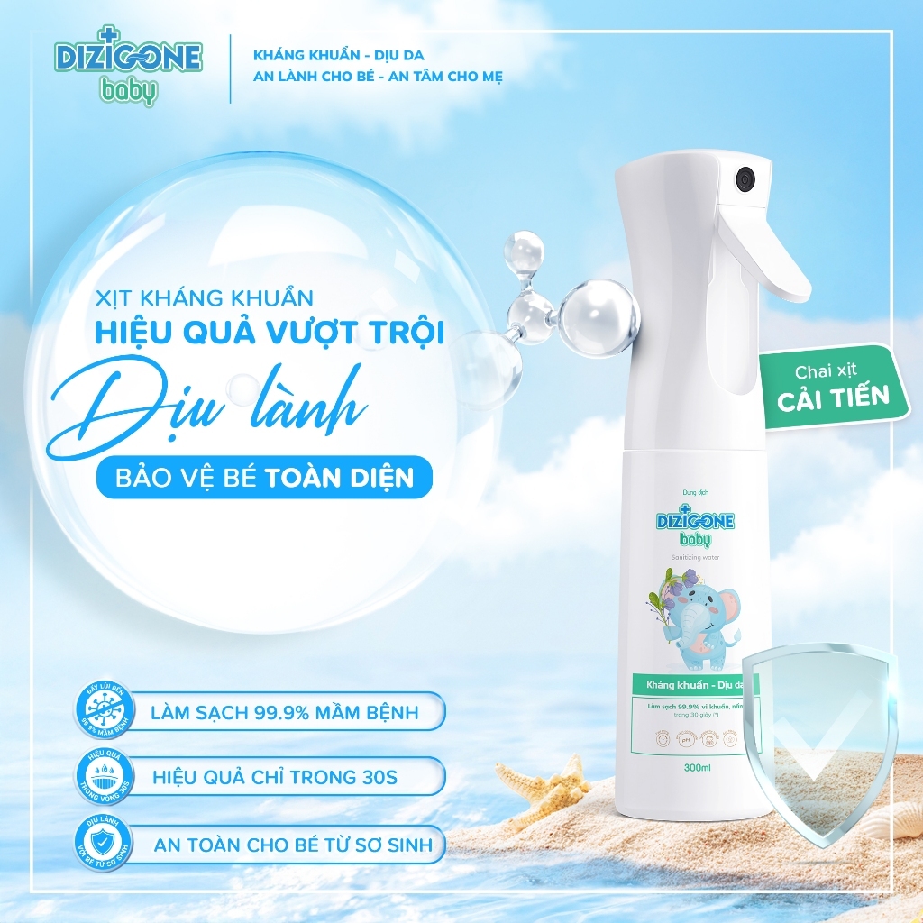 DIZIGONE Baby 300ml Xịt kháng khuẩn: Xịt tay chân, đồ gặm nướu, đồ chơi, đồ dùng của bé, phòng bệnh