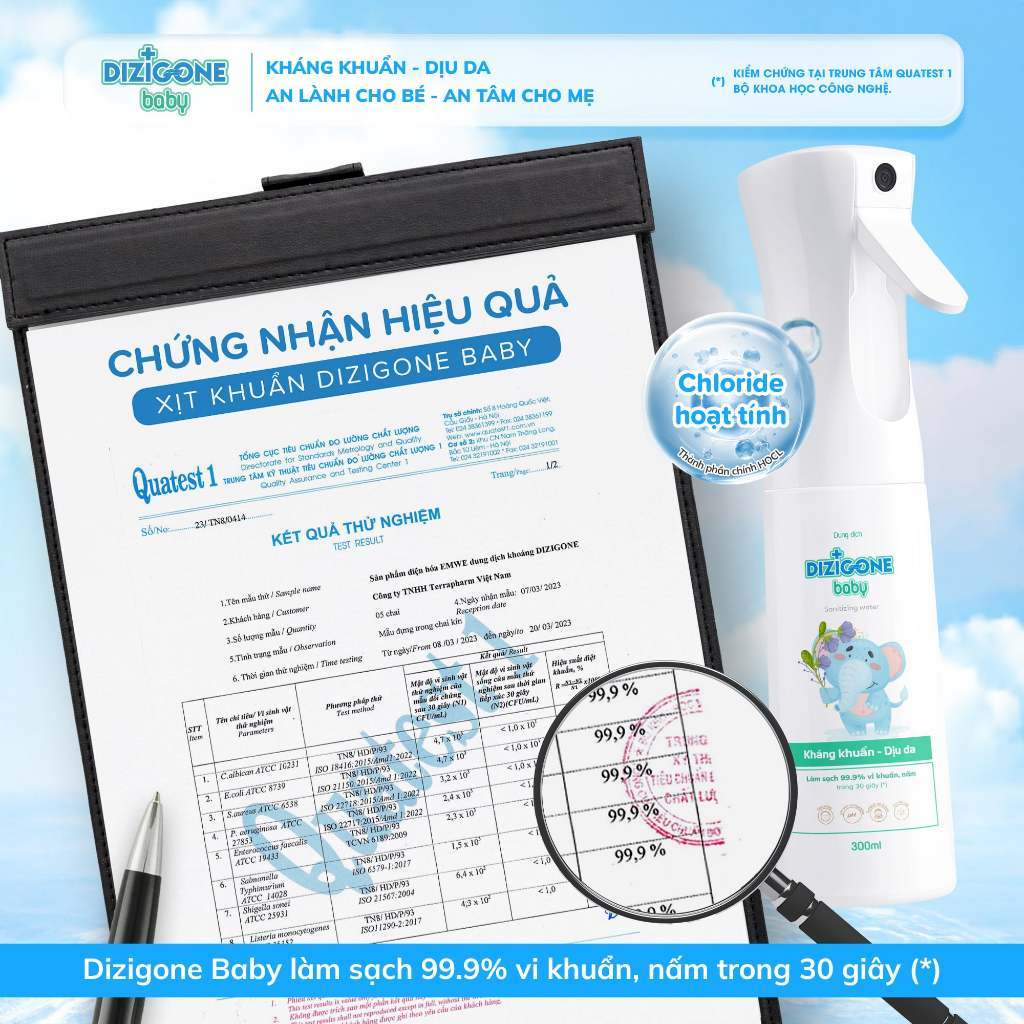 DIZIGONE Baby 300ml Xịt kháng khuẩn: Xịt tay chân, đồ gặm nướu, đồ chơi, đồ dùng của bé, phòng bệnh