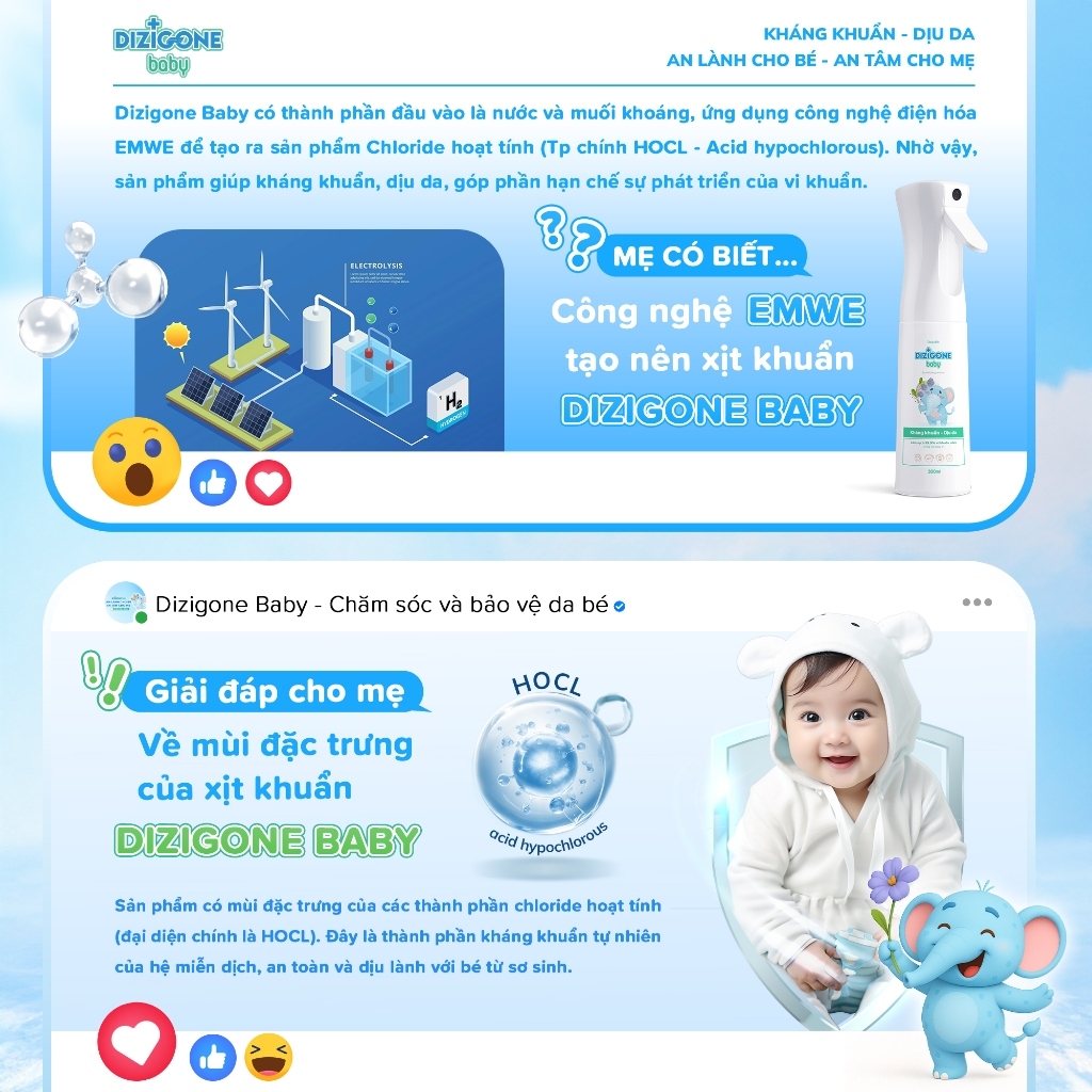 DIZIGONE Baby 300ml Xịt kháng khuẩn: Xịt tay chân, đồ gặm nướu, đồ chơi, đồ dùng của bé, phòng bệnh