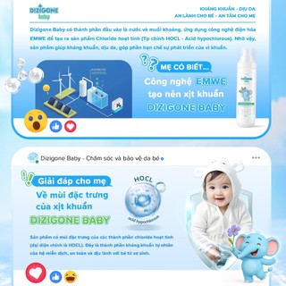 Xịt kháng khuẩn DIZIGONE Baby (100ml) Xịt tay chân, đồ gặm nướu, đồ chơi, đồ dùng, phòng bệnh cho bé