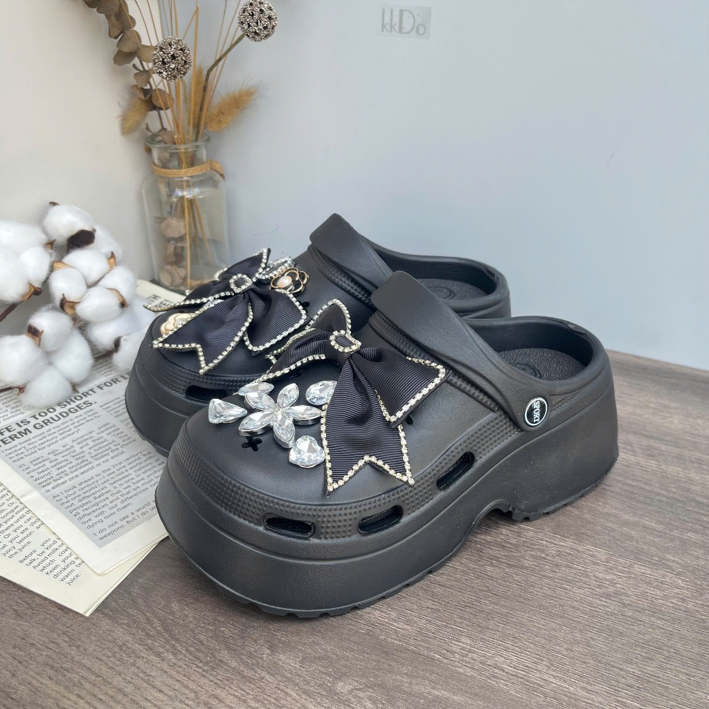 Dép sandal nữ dép bánh mì đế cao 7cm đính kèm nhiều sticker dễ thương có lỗ thoáng khí(Mã 1288) | BigBuy360 - bigbuy360.vn