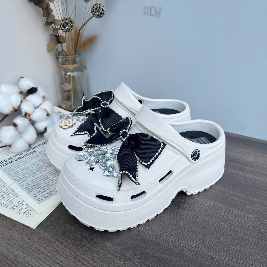 Dép sandal nữ dép bánh mì đế cao 7cm đính kèm nhiều sticker dễ thương có lỗ thoáng khí(Mã 1288) | BigBuy360 - bigbuy360.vn