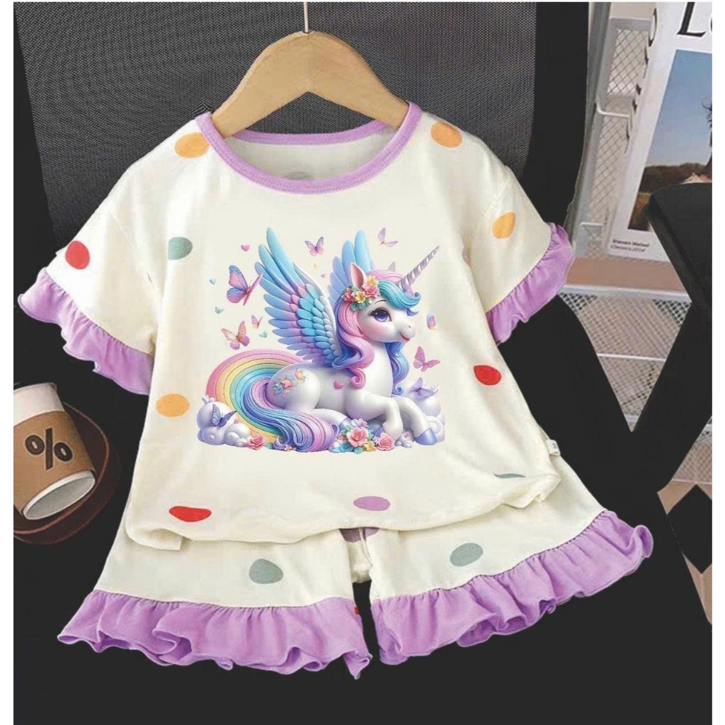 ( COMBO 1-2 ) SÉT BỘ CHẤM BI NGỰA sz 14- 42 kg quần áo bé gái mùa hè