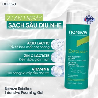 NOREVA sữa rửa mặt cho da dầu mụn NOREVA EXFOLIAC INTENSIVE FOAMING GEL 200ML