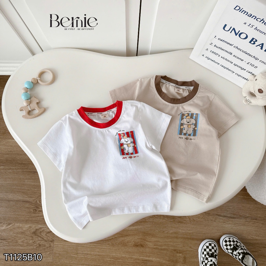 Bộ cotton co dãn 4 chiều mềm mịn cho bé trai, bộ thun cổ tròn thể thao in hình puppy