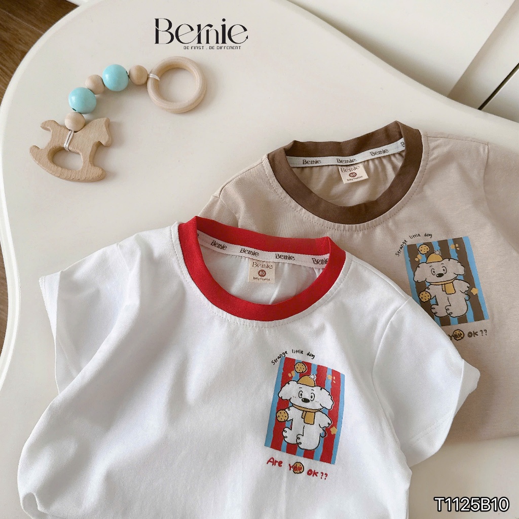 Bộ cotton co dãn 4 chiều mềm mịn cho bé trai, bộ thun cổ tròn thể thao in hình puppy
