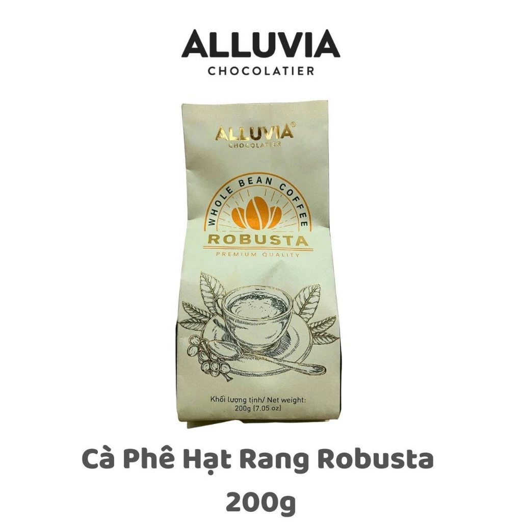 Cà Phê ALLUVIA Robusta Rang Mộc Gói 200 Gram, Nguyên Chất, Không Chất Bảo Quản, Pha Phin, Máy