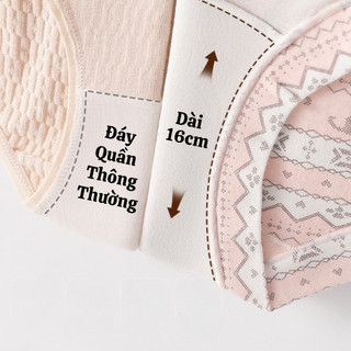 Combo 3 Quần Lót Nữ Cotton Cạp Cao Hoạ Tiết Nhí Xinh Xắn, Quần Chip Mềm Thoáng Đáy Dài 2 Lớp King Shop L-5296