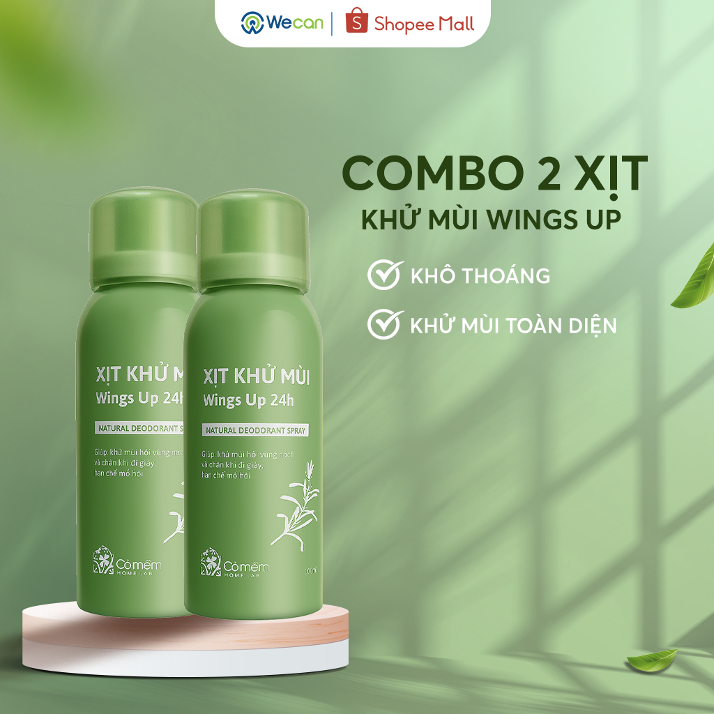 Combo 2 Xịt Khử Mùi Wings Up Cỏ Mềm - Giúp Da Khô Thoáng, Hỗ Trợ Giảm ...